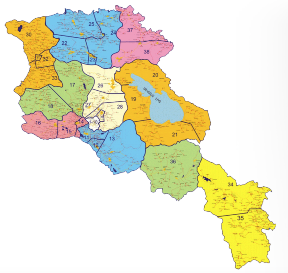 Regiones electorales en armenia